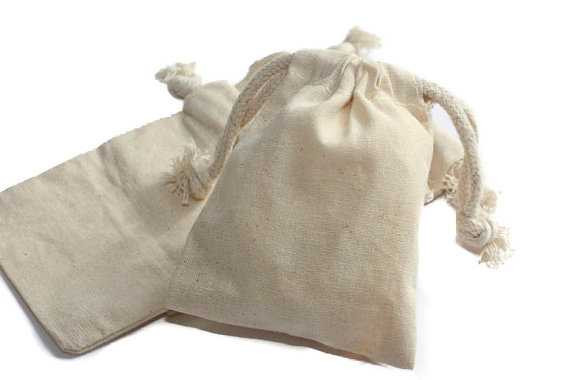 100 pcs, 3"x4" Natural Muslin Bags with Drawstrings | Muslin Bags