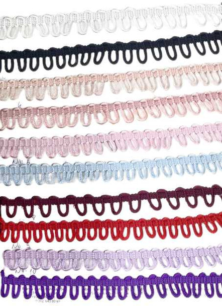 12" Satin Non-Elastic Button Loop, Corset Closure Trim