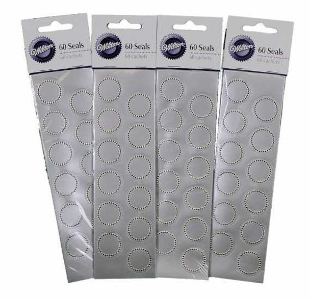 60 Silver Beaded Seal Stickers by Wilton | Labels and Seals