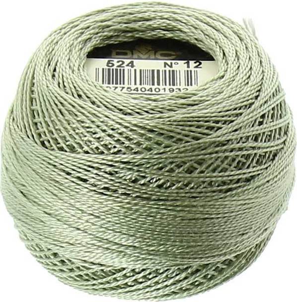 DMC Perle Cotton Thread Ball | Size 12 | 524 V Lt Fern Green | Size 12