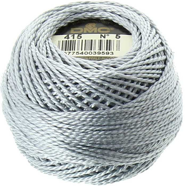 DMC Size 5 Perle Cotton Thread | 415 Pearl Gray | Size 5