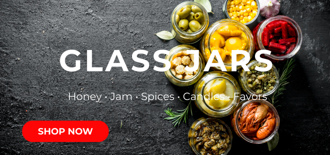 Glass jars for honey, jam, spices, candles and favors