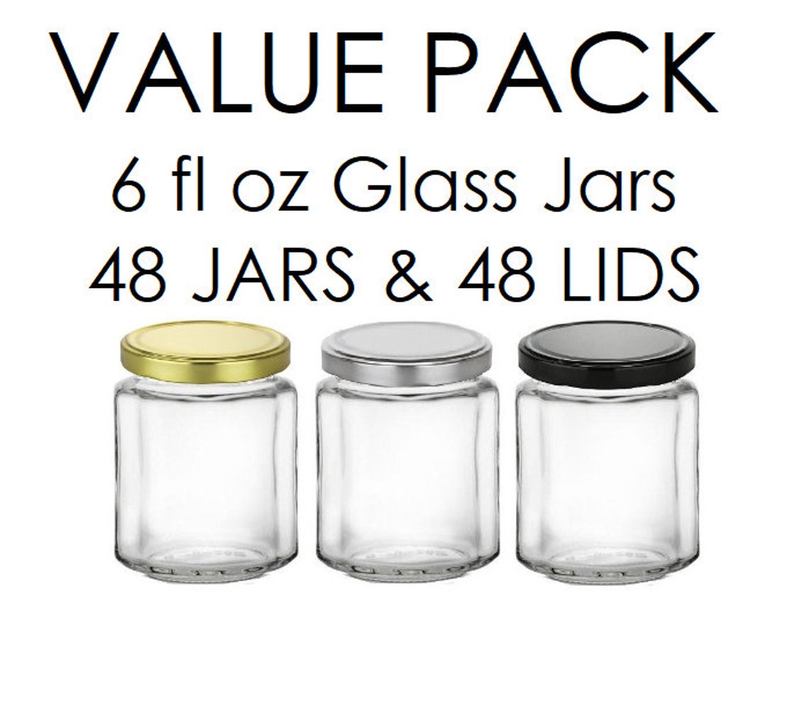 Buy 6 oz Faceted low profile Glass Jar with Gold Lid