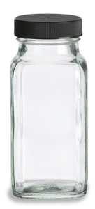 4 oz Glass French Square Spice Jar with Shaker and Your choice of Lid