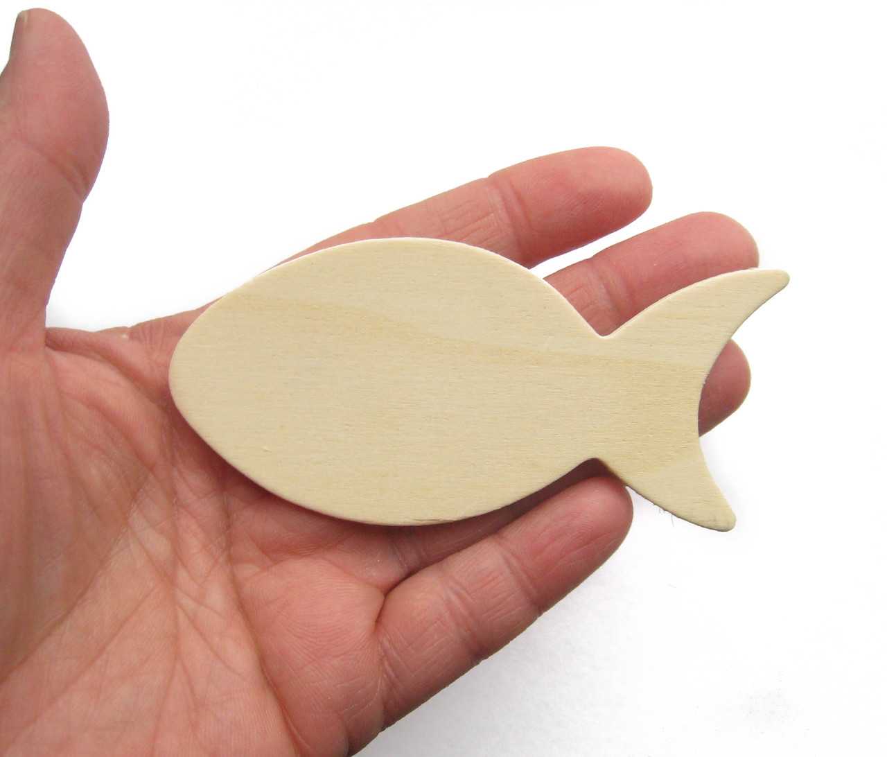 5 pcs 3.5 Wood Fish Cutout Shape