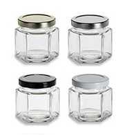 Hexagonal Glass Spice Jar with Metal Lid, 4 oz. - Fante's Kitchen