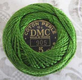 DMC Size 5 Perle Cotton Thread | 905 Dk Parrot Green | Size 5