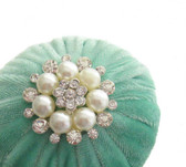 2" Mint Green Velvet Emery Pincushions | Velvet Emery Pincushions