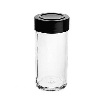 120 ml Clear Glass Square Spice Jar with Black Sifter Two Sided Sifter Cap
