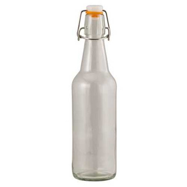 Swing Top Glass Bottle - Clear Round - 1 Liter or 17 ounce – Bar Supplies