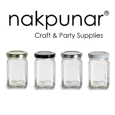 Nakpunar 12 pcs 8 oz Tall Glass Jars with Lids (Black, 12)