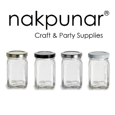 Nakpunar 12 pcs 8 oz Tall Glass Jars with Lids (Gold, 12)