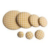 Yellow and White Homespun Fabric Button | Homespun Buttons