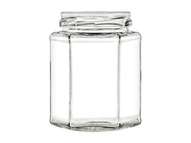 12 oz Hexagon Glass Jar with Lid (380 ml)