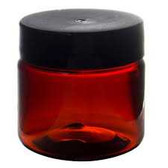 1 oz Amber Brown Single Wall Plastic Jar with Black Smooth Lid | Single Wall Plastic Jars