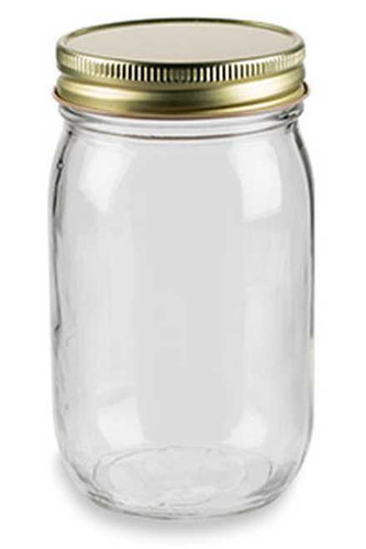 Glass Jar w/ White Metal Lid 16oz.