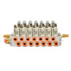 SMC Manifold w/ 7x VQZ2151S-5L1-C Compact Solenoid Air Valve 24VDC, 0.1 - 0.7MPa