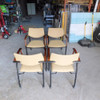 Lot of 4 Gunlocke Guest Reception Chair Taupe Upholstery Wood Arm Caps