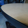 Round Laminate Table Wood Grain Top 42" Diameter 30" High Steel Base