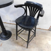 Black Bar Height Round Table w/ Two Wooden Bar Stools Set 30" Dia. x 42" H