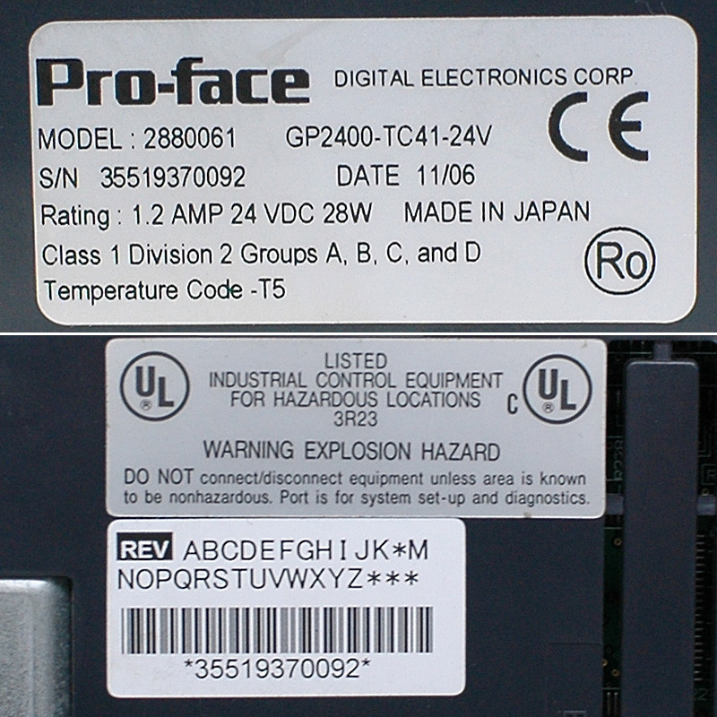 Pro-Face GP2400-TC41-24V Color Touch Operator Interface HMI