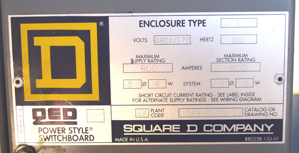Square D 5396-904 C0 QED 800-Amp 3-Ph Power Style Switchboard 4
