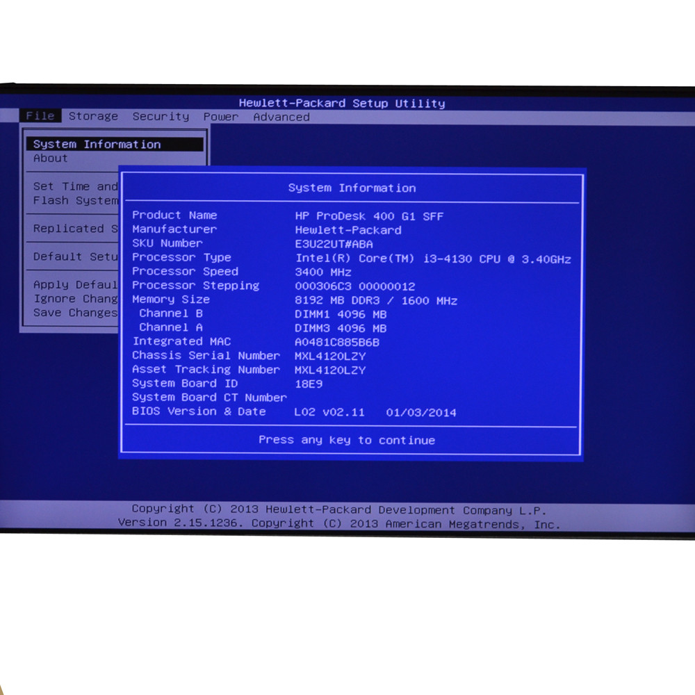HP ProDesk 400 Desktop Computer G1 SFF Intel Core i3-4130 3.40GHz