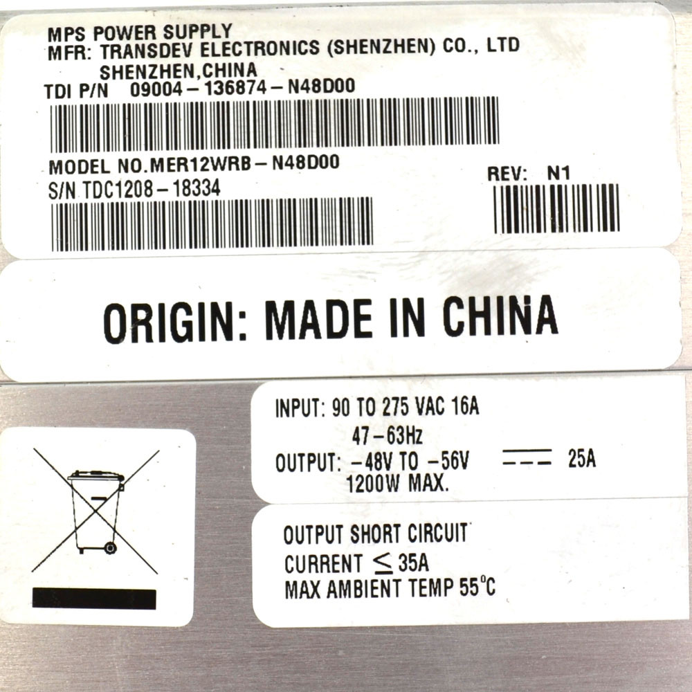 Transdev Electronics MER12WRB-N48D00 09004-136874-N48D00 Power