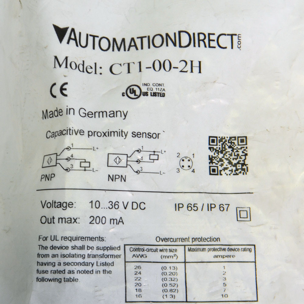 AutomationDirect CT1-00-2H Capacitive Proximity Sensor