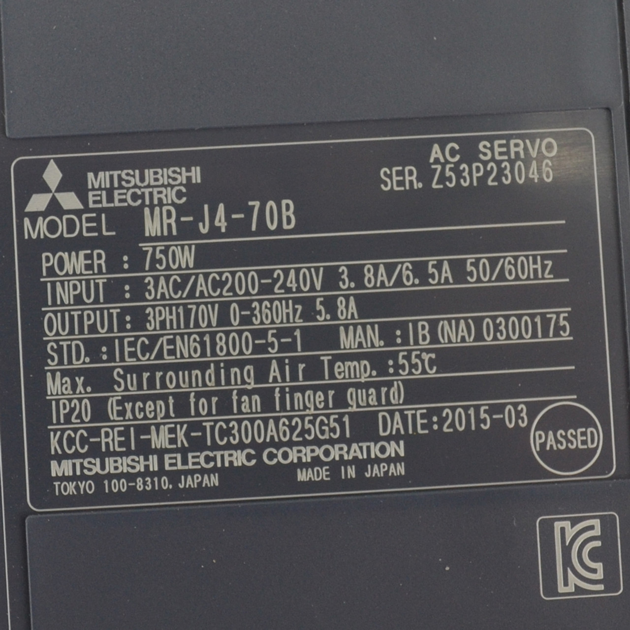Mitsubishi MR-J4-70B Servo Amplifier Drive 750W 3PH 170V 0