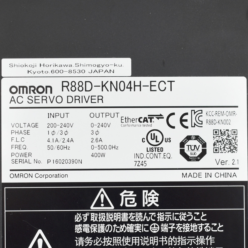 OMRON AC SERVO D R88D-MT20 動作保証 Omron R88D-KN04H-ECT EtherCAT AC Servo Drive 0-240V 3PH 2.6A 0