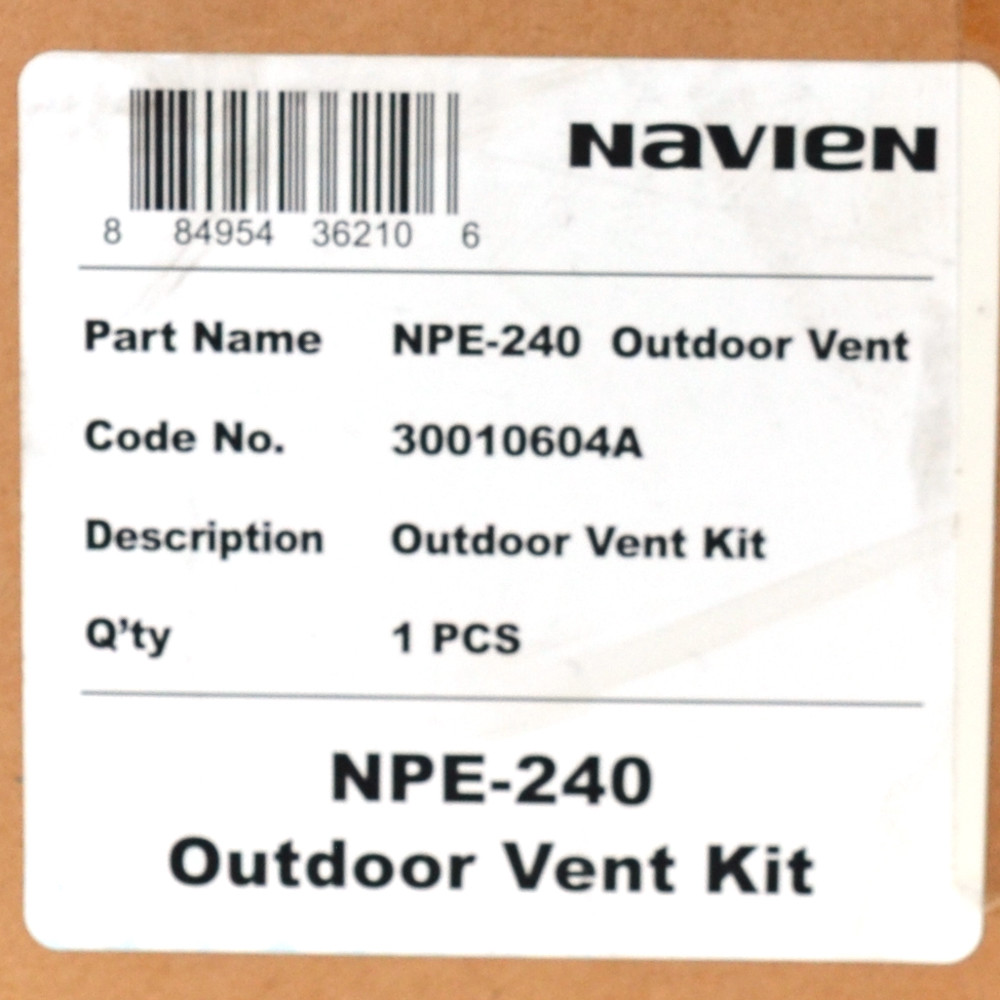Navien NPE-240 30010604A Outside Vent Kit Polypropylene White