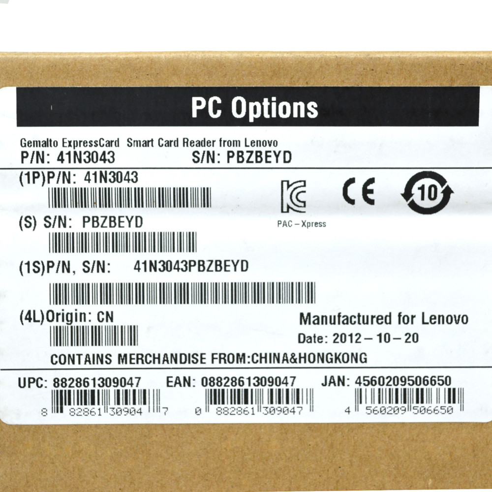 Lenovo 41N3043 Gemplus Gemalto ExpressCard Smart Card Reader