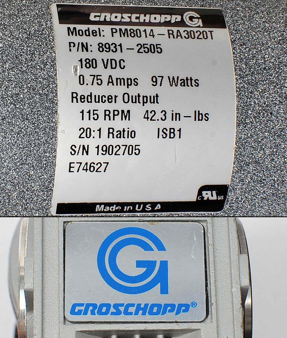 Groschopp PM8014-RA3020T PM Gearmotor 180VDC 97 Watt 115 RPM .55
