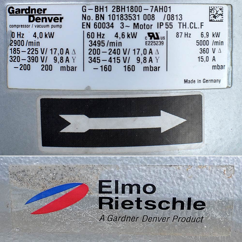 Gardner-Denver Elmo G-BH1 2BH1800-7AH01 Side Channel Regenerative