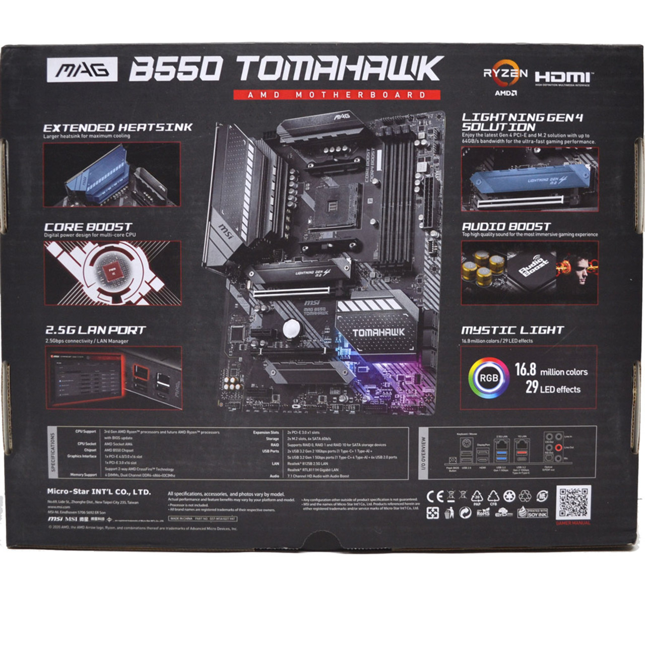 PCパーツ MSI MAG B550 TOMAHAWK AM4 AMD Ryzen ATX MSI MAG B550 TOMAHAWK AMD AM4 DDR4 CF M.2 USB 3.2 Gen 2 HDMI