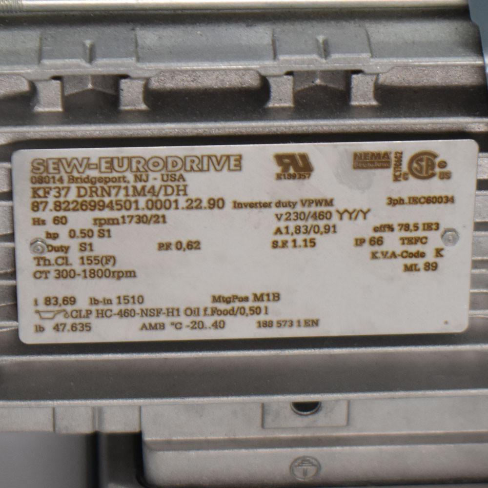 Sew-Eurodrive KF37 DRN71M4/DH 3-P 230/460V Motor Drive w/ Gearbox