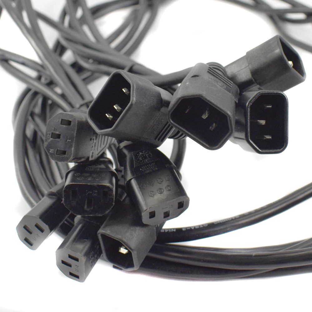 Computer Cables Ac 8ft Black AC Power Cord 10A/250V Cable C14 to C13 Monitor/PC Extens. (5)