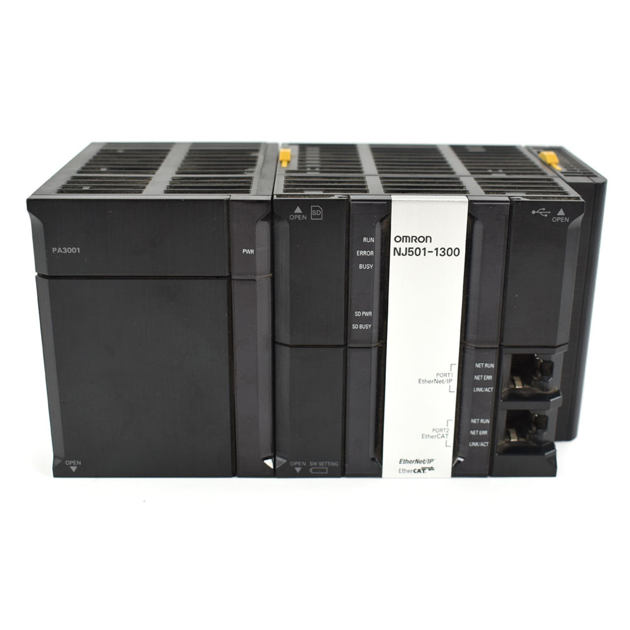 Omron NJ501-1300 PLC CPU Unit w/ NJ-PA3001 Power Supply Unit