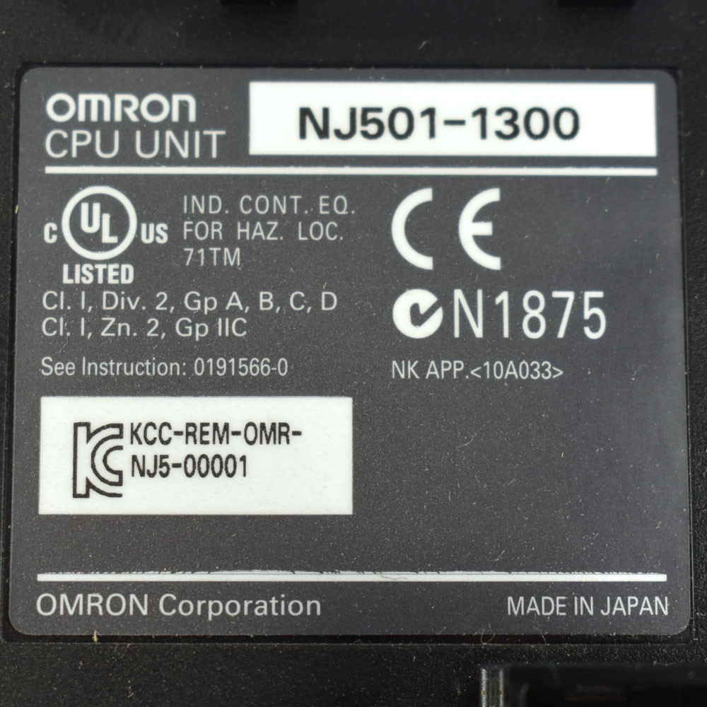 Omron NJ501-1300 PLC CPU Unit w/ NJ-PA3001 Power Supply Unit and