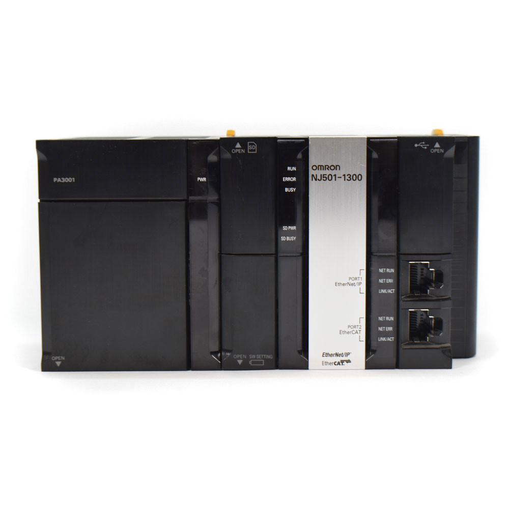 Omron NJ501-1300 EtherCAT NJ5 CPU Module w/ Omron NJ-PA3001 Power