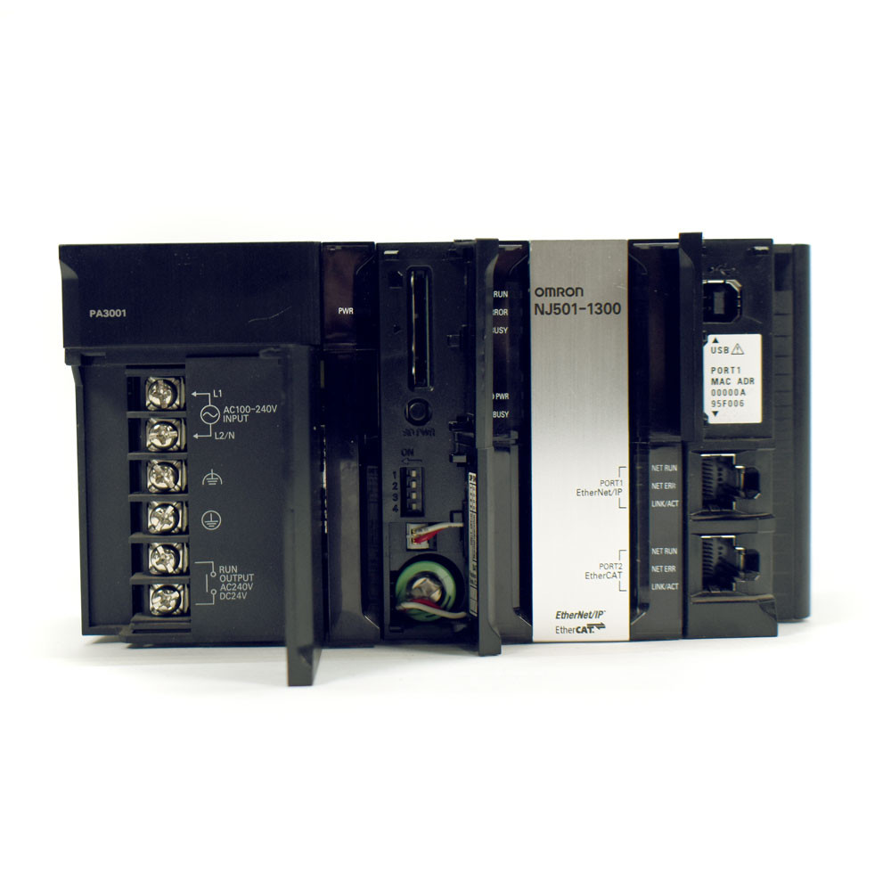 Omron NJ501-1300 EtherCAT NJ5 CPU Module w/ Omron NJ-PA3001 Power
