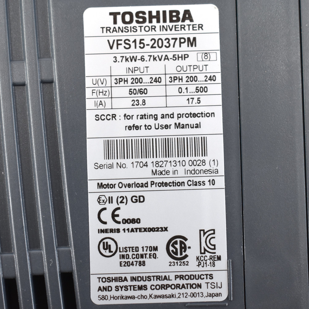 Toshiba VFS15-2037PM Transistor Inverter 3PH 200-240V 0.1-500Hz
