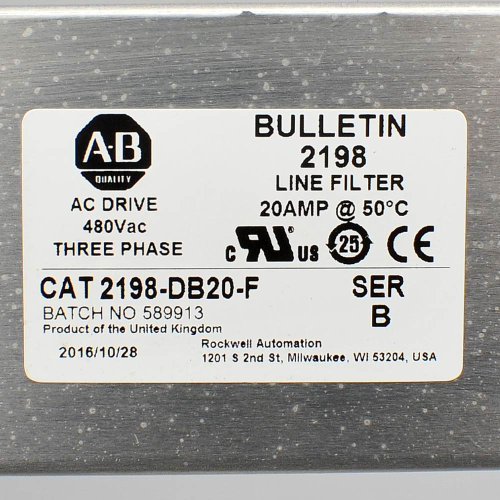 AB 2198-DB20-F AC Drive Line Filter 480VAC 3PH 20A