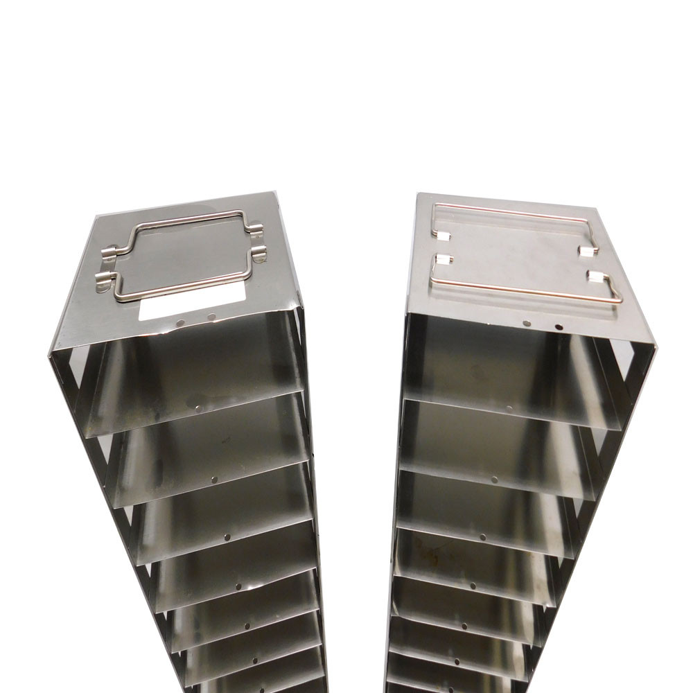 Two High Freezer Rack 11-Space Double-Handle Vertical Lab Freezer Racks 25.25