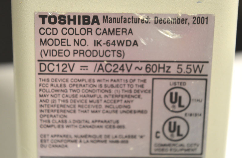 Toshiba IK-64WDA CCD Color Digital Video Camera Recorder Ready