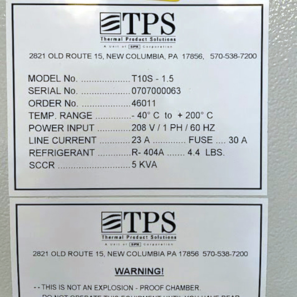 Tenney T10S-1.5 Environmental Chamber 208V/30A -30°C
