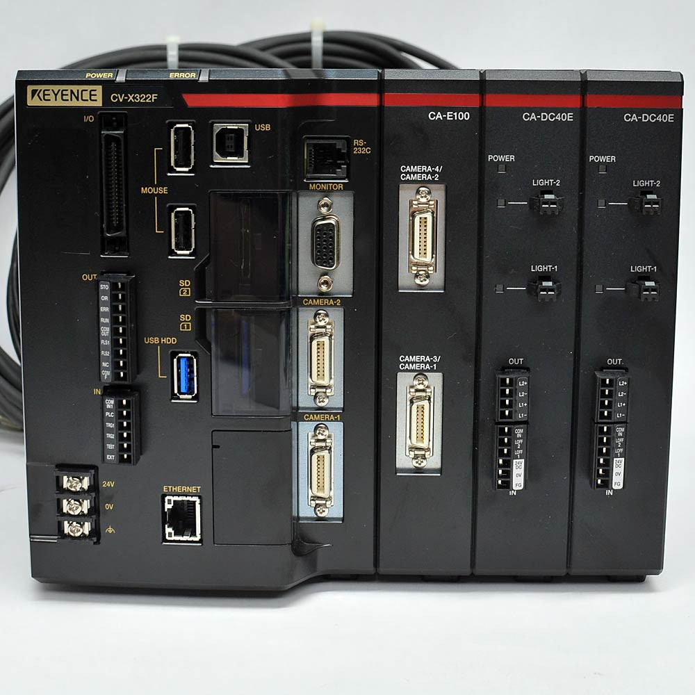 Keyence CV-X322F Machine Vision Camera Controller w/CA-E100, 2x