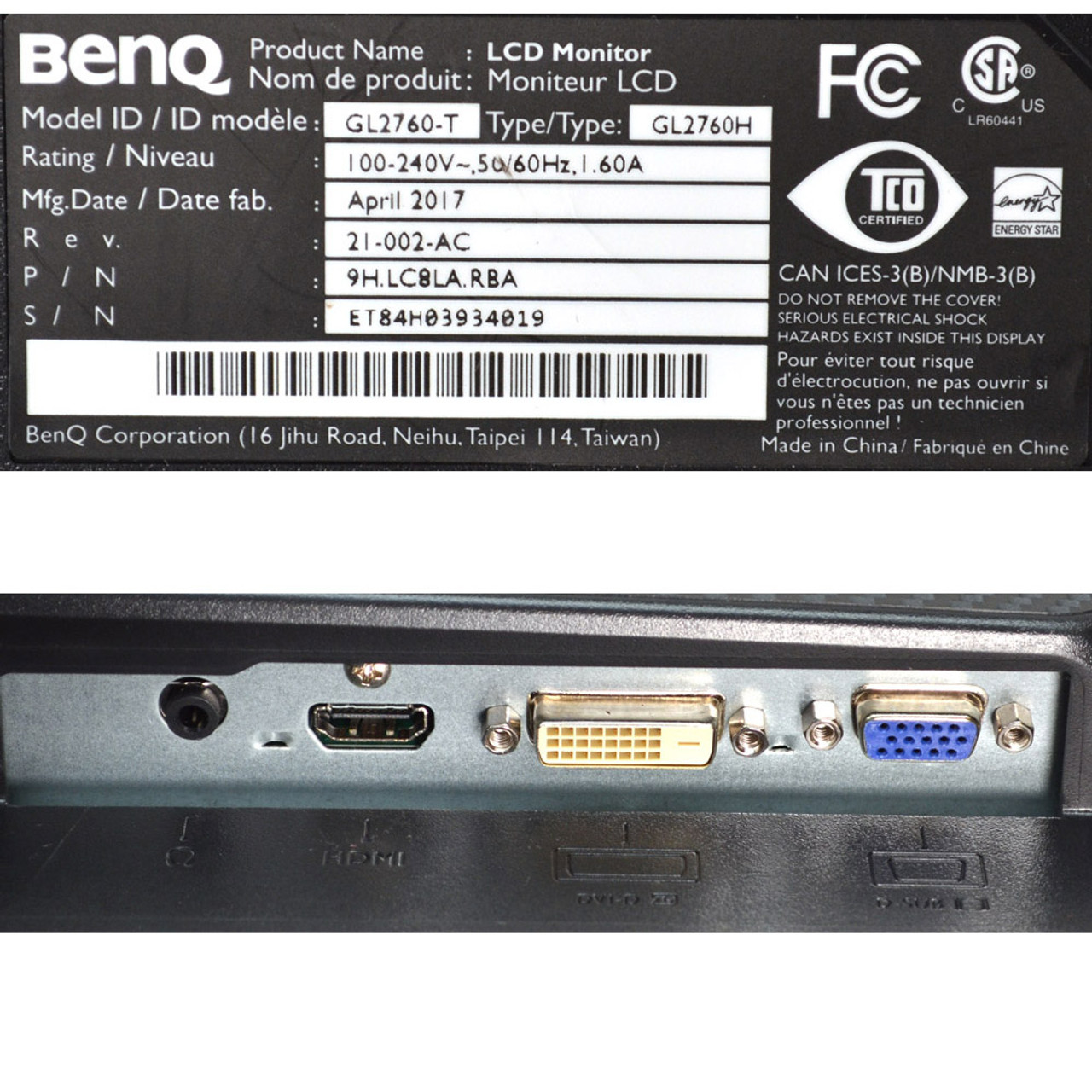 BenQ GL2760-T 27インチワイド液晶モニター（3台） BenQ GL2760-T 27インチ フルHD(1920x1080)液晶モニター DVI-Dx1