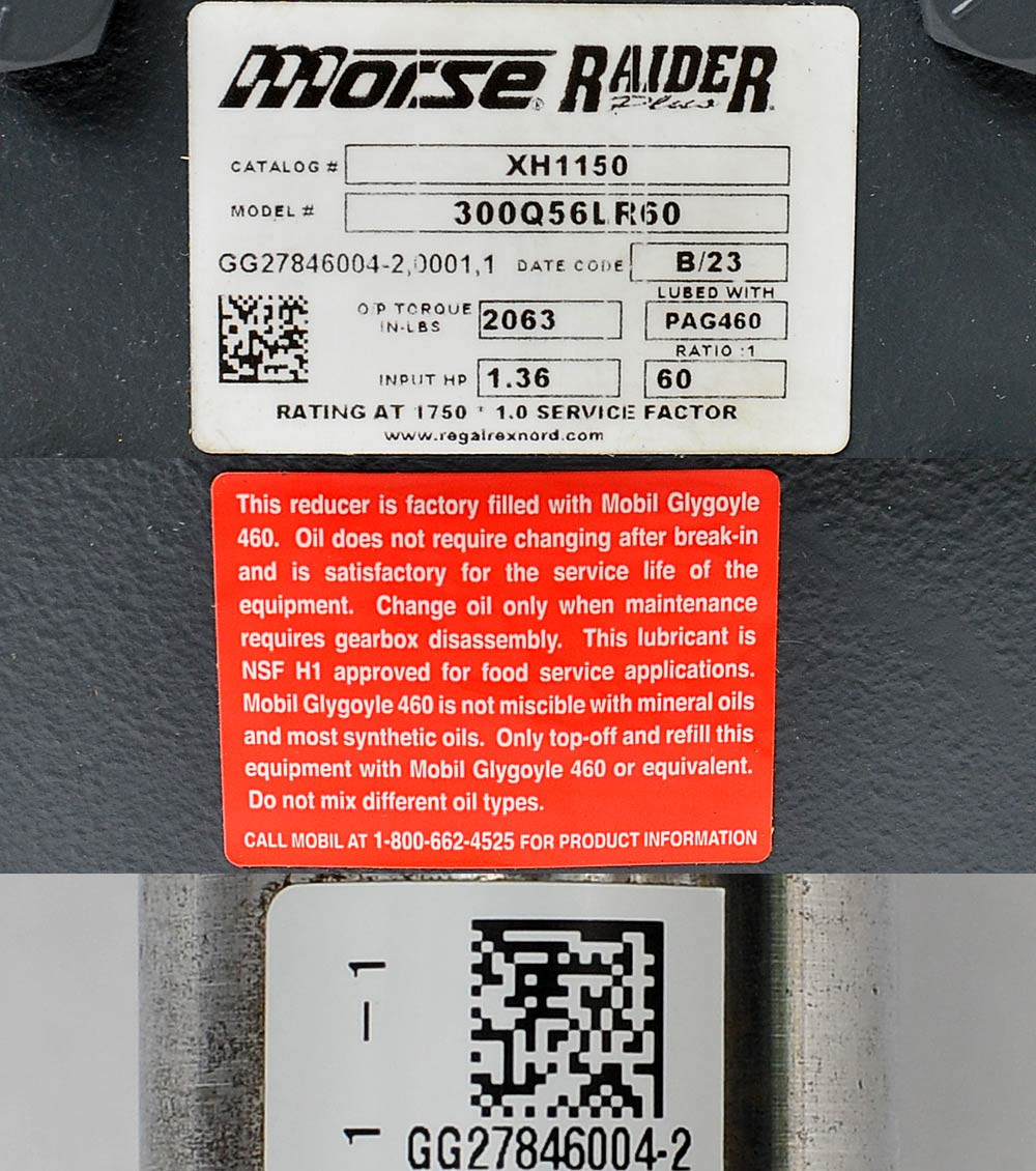 Morse Raider Plus 60:1 Worm Gear Reducer 1.36HP 56C 1.25